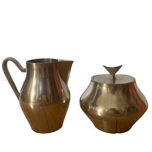 Vintage MCM Pewter Cream and Sugar